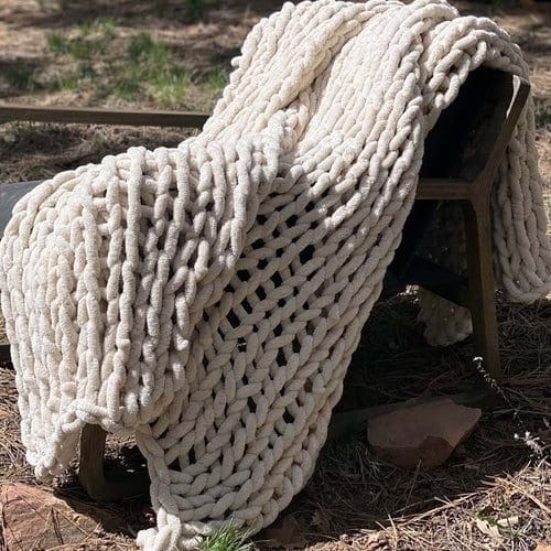 INFINITE CHUNKY KNIT BLANKET - BIG - SAND