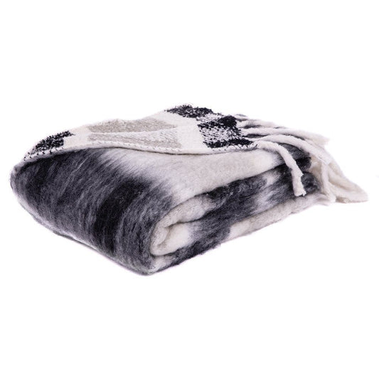 Cream And Black Mohair Throw