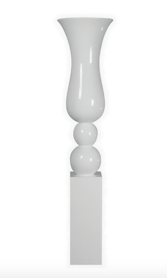 White Trumpeted Vase on Display Pillar