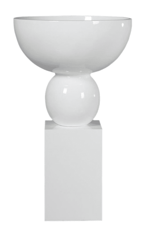 White Design Guild Planter Jedd Bowl on Display Pillar