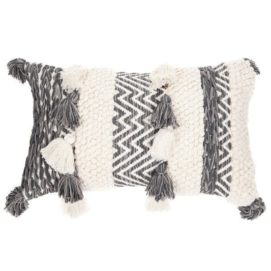 Grey And Ivory Knitted Cushion