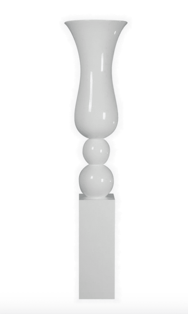 White Trumpeted Vase on Display Pillar